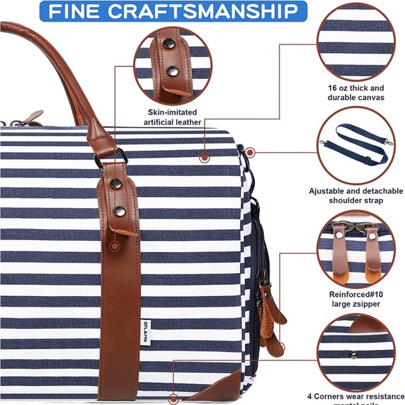 Oflamn Blue Stripe Weekender Tote Bag - Picture 4 of 5